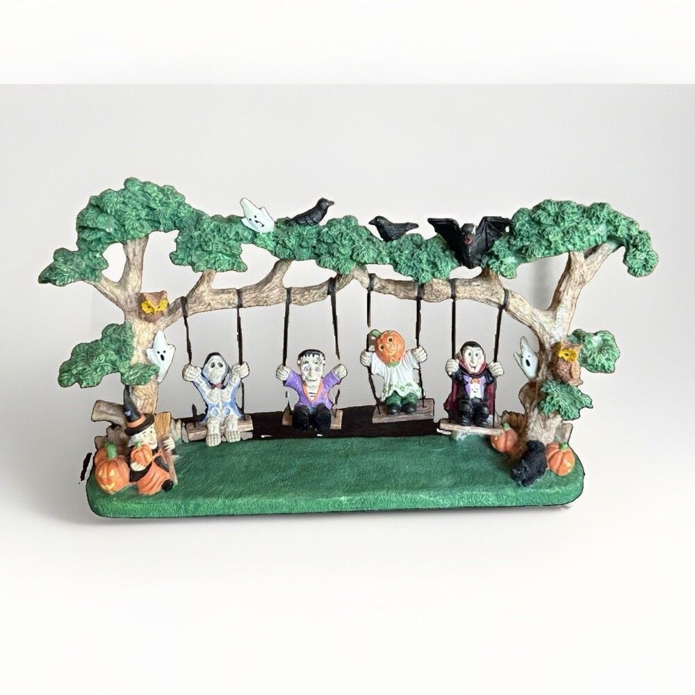 Rare Vintage Jaimy Ghouls on a Swing Graveyard Halloween Figurine 1990s #54903